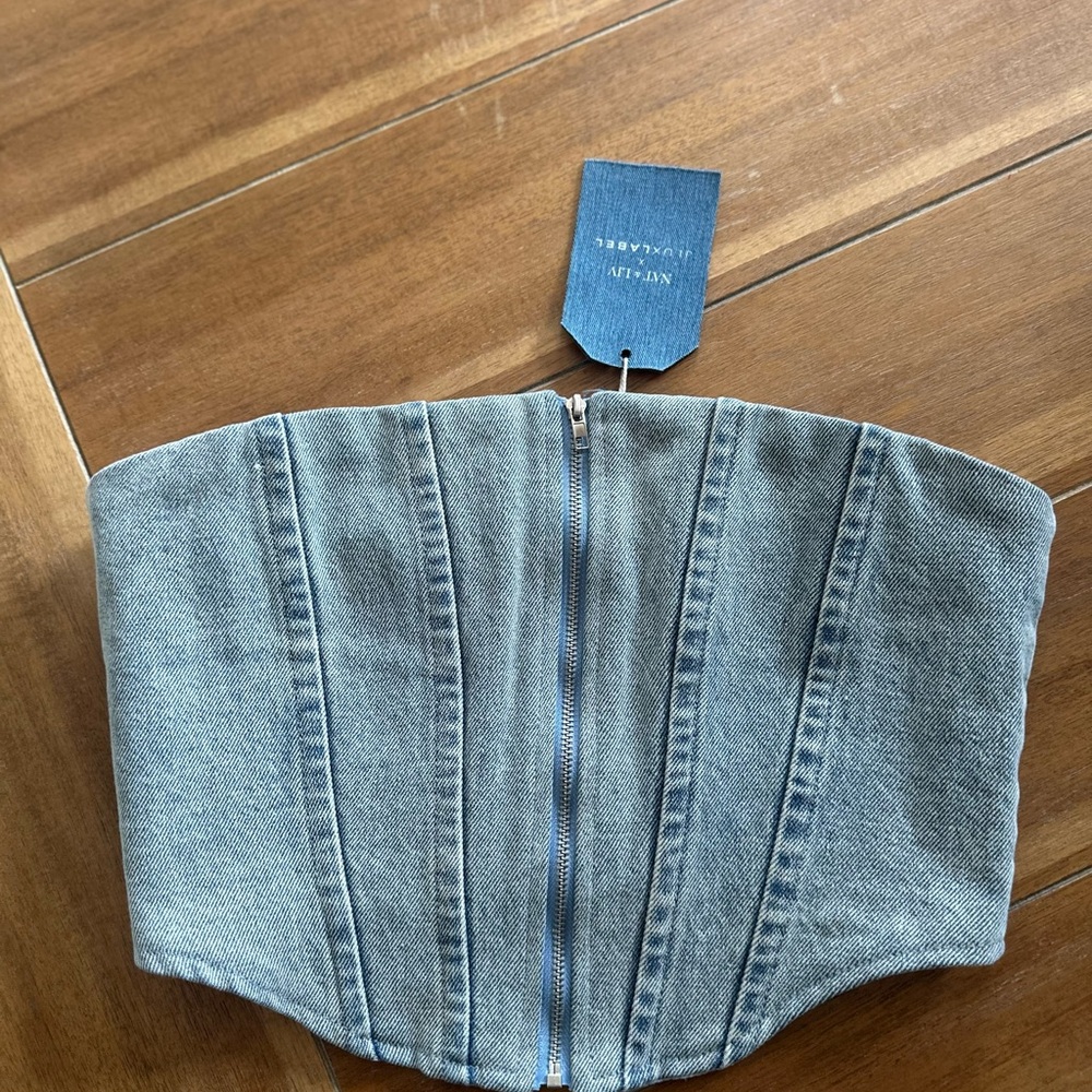 Light Wash Denim Corset Top